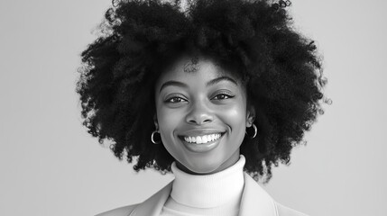 Canvas Print - Portrait of a smiling young woman with afro hair.