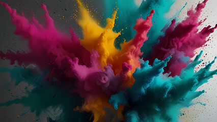 Wall Mural - abstract background inspired by a burst of color powder, with the focus on the interplay of light an
