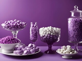 Wall Mural - Celebratory Purple Candy and Chocolate - Perfect for Parties, Celebrations, and Shops