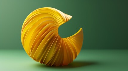 Aufkleber - A striking yellow spiral abstract form with layered textures sits prominently against a green background. The intricate details and fluid lines offer a visually captivating piece, ideal for modern and