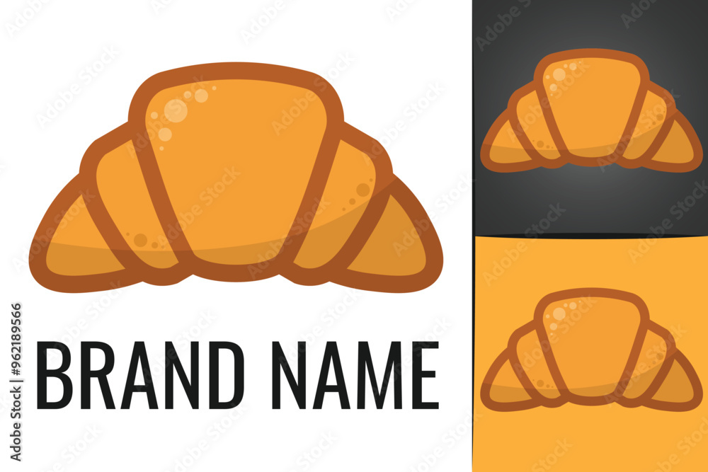 French bread croissant logo. Bakery shop logotype. French bun Croissant ...