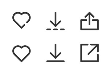 Wall Mural - like, download and share outlined illustration in 2 variations isolated. vector icons in flat style.