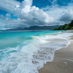 Poster - beach with sky and clouds