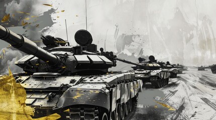 Group of tanks, modern graphic design