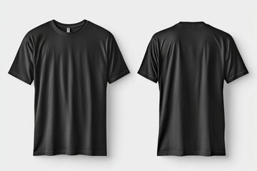 Black Tshirt Mockup Front and Back Isolated created with Generative AI