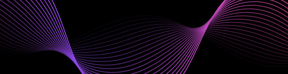 Sticker - Abstract background with lines and waves. Web banner size. Element for design. Vector background for brochure, booklet, flyer, poster. Black purple and pink gradient