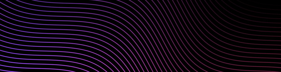 Wall Mural - Abstract background with lines and waves. Web banner size. Element for design. Vector background for brochure, booklet, flyer, poster. Black purple and pink gradient