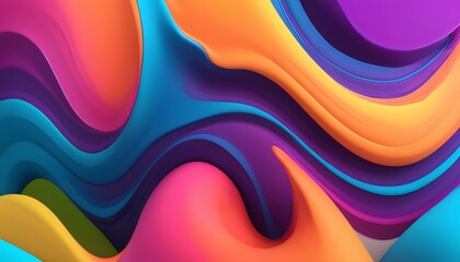 Fototapete - Freeform gradient glass background, inflate 3d gradient fluid freeform holographic, futuristic background template