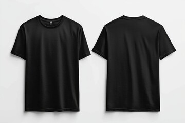 Black Tshirt Mockup Front and Back Isolated created with Generative AI