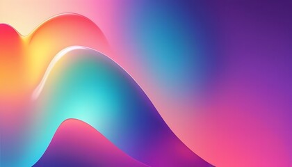 Fototapete - Freeform gradient glass background, inflate 3d gradient fluid freeform holographic, futuristic background template
