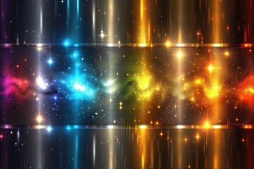 Poster - Abstract Background with Glowing Lights, Stars, and Metallic Stripes