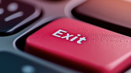 Canvas Print - A close up of a red exit button on the keyboard, AI