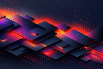 Poster - Abstract Geometric Pattern with Glowing Lines and Wet Surfaces
