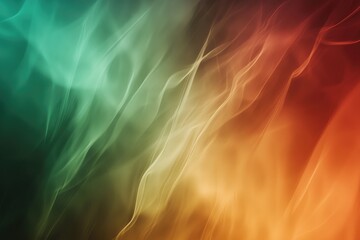Poster - Abstract Swirling Smoke in Green and Orange Hues