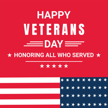 Happy Veterans Day sale banner. Holiday typographic poster with usa waving flag. Thank you, Veterans. Vector illustration
