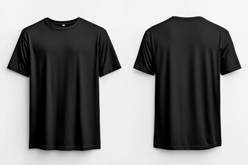 Black Tshirt Mockup Front and Back Isolated created with Generative AI