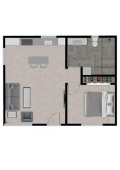 Wall Mural - House Floor Plan elevation. 2D design of home space 3D  Sweet Home draw floor plan