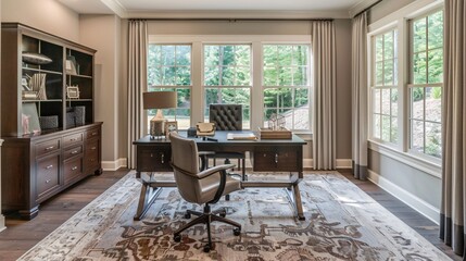 Contemporary home office with stylish desk and chair