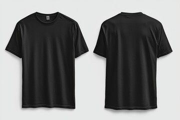 Black Tshirt Mockup Front and Back Isolated created with Generative AI