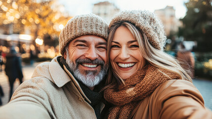 Poster - A man and woman are smiling for the camera