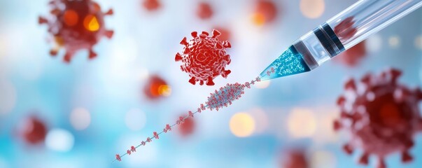 Digital rendering of a virus genome being edited, biotechnology in virology, genetic modification