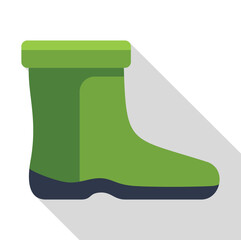 Poster - Green rubber boot standing on a white background with a slight shadow