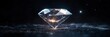 © Nima - A single, perfectly cut diamond sparkles brightly against a dark, black background.  The diamond is a symbol of luxury, wealth, and purity. The black background provides a dramatic contrast that highl