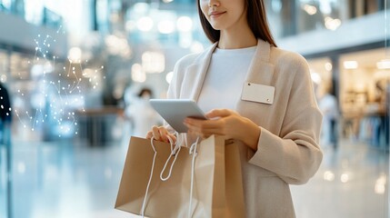 Modern Online Shopping Experience Customers Reviewing Products on Trustworthy Interface in Soft Blue and White Tones