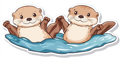 otters cute animals wildlife cartoon animals sea creatures water animals playful friends baby otters illustration animal art aquatic life nature siblings happiness cuddly fur 