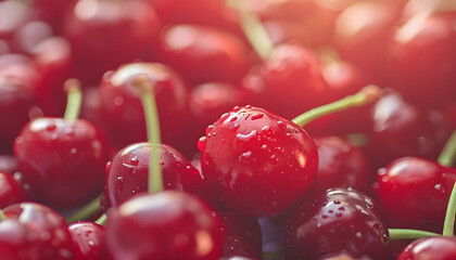 Wall Mural - Freshness and sweetness of ripe cherry, a healthy summer snack generated