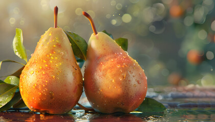 Freshness and sweetness of ripe pear, a healthy summer snack generated