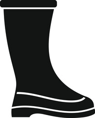 Poster - Black rubber boot standing straight in simple style isolated vector illustration
