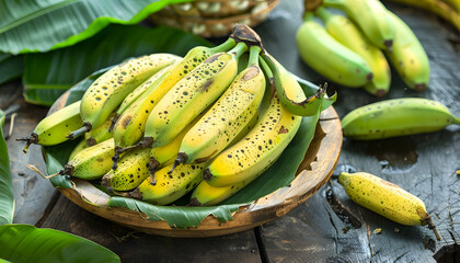 Wall Mural - Freshness and sweetness of ripe Banana, a healthy summer snack generated