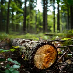 Wall Mural - fallen log in a forest clearing
