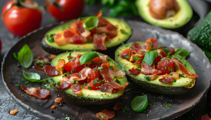 Freshness and sweetness of ripe Bacon Avocado, a healthy summer snack generated