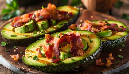 Freshness and sweetness of ripe Bacon Avocado, a healthy summer snack generated