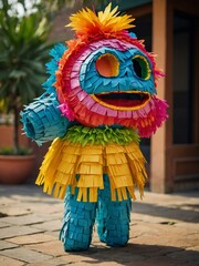 Wall Mural - Traditional Mexican piñata for children's birthday, colorful and festive.