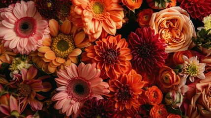 Sticker - Vibrant Floral Arrangement in Warm Tones