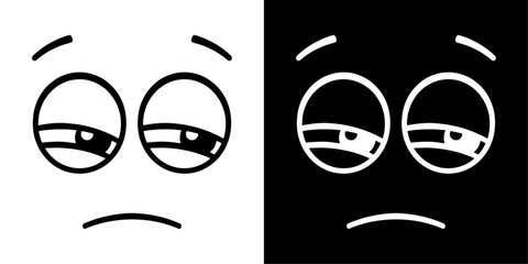 Wall Mural - ofvs717 OutlineFilledVectorSign ofvs - cartoon face vector icon . tired expression sign . sleepy . isolated transparent . outline and filled version . AI 10 / EPS / PNG . g12063