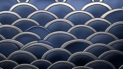 Sticker - Abstract Pattern of Interlocking Blue and Silver Semicircles