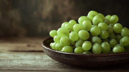 Wall Mural - Green grapes, ceramic plate.