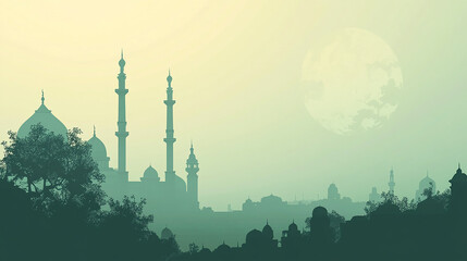 Wall Mural - Sophisticated Mosque Minaret in the Corner