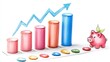 © weerasak - A colorful graph illustrating financial growth, accompanied by a cheerful piggy bank, symbolizing savings and investment.