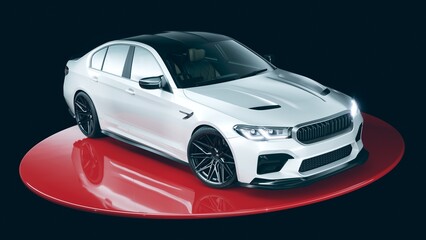 Wall Mural - 3D rendering of a generic concept car	