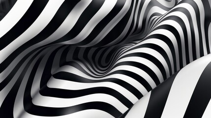 Poster - Abstract black and white striped background with a wavy, hypnotic effect.