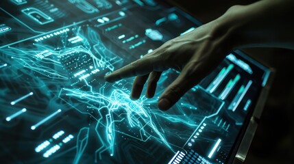 Poster - Hand Interacting with Futuristic Technology