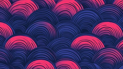 Canvas Print - Abstract Pattern of Interlocking Arcs in Shades of Blue and Pink