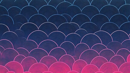 Canvas Print - Abstract Textured Pattern of Overlapping Pink and Blue Semicircles