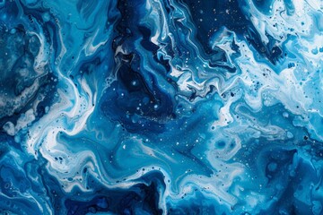 Abstract art blue paint background with liquid fluid grunge texture in concept winter ocean 