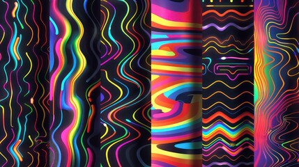 Poster - Abstract colorful wavy lines pattern.